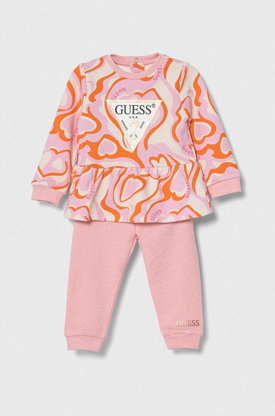 Guess komplet niemowlęcy nadruk różowy A3YG07.KA6R3.9BYX