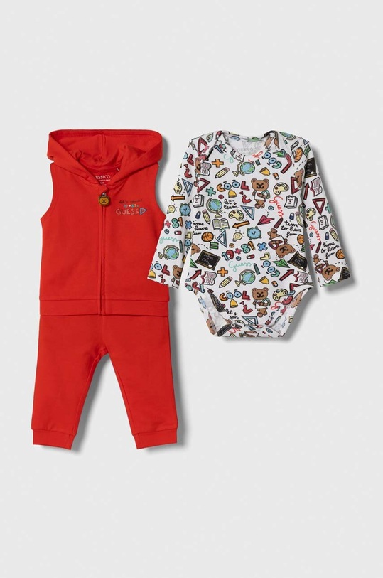 Guess komplet dresowy niemowlęcy wzorzyste czerwony H3YW04.KAN00.9BYX