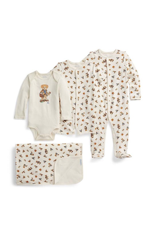 Polo Ralph Lauren komplet bawełniany niemowlęcy 320919983001 beżowy AW23