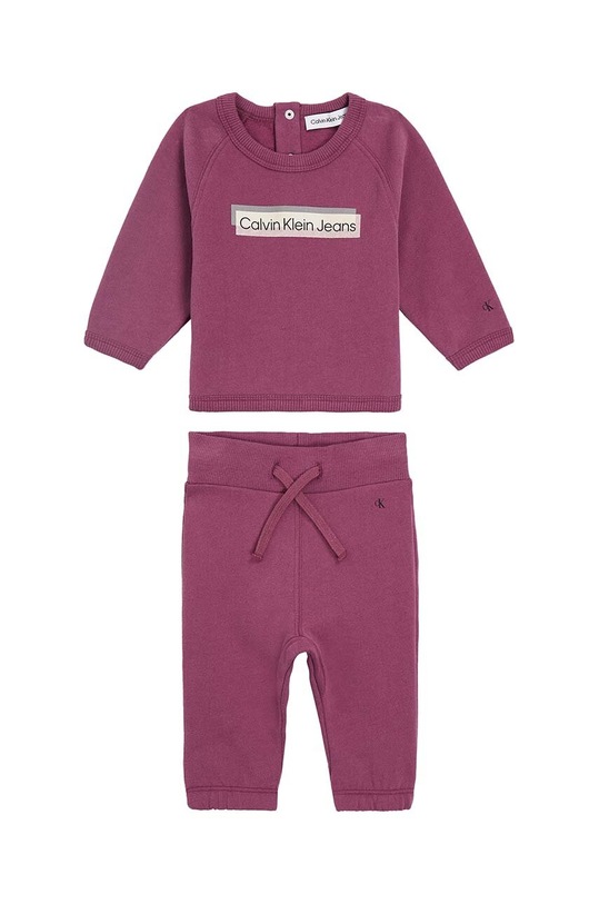 Calvin Klein Jeans dres bawełniany niemowlęcy bawełna bordowy IN0IN00119.9BYX