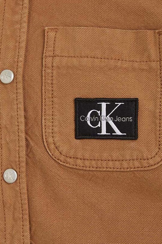 Otroška bombažna srajca Calvin Klein Jeans rjava IB0IB01735.9BYX