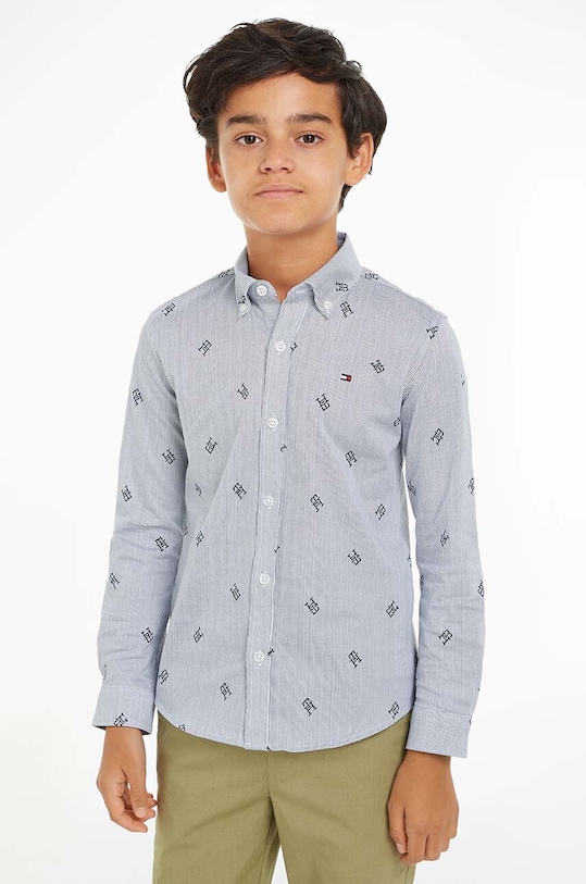 Dětská bavlněná košile Tommy Hilfiger dlouhý modrá KB0KB08522.128.176.9BYX