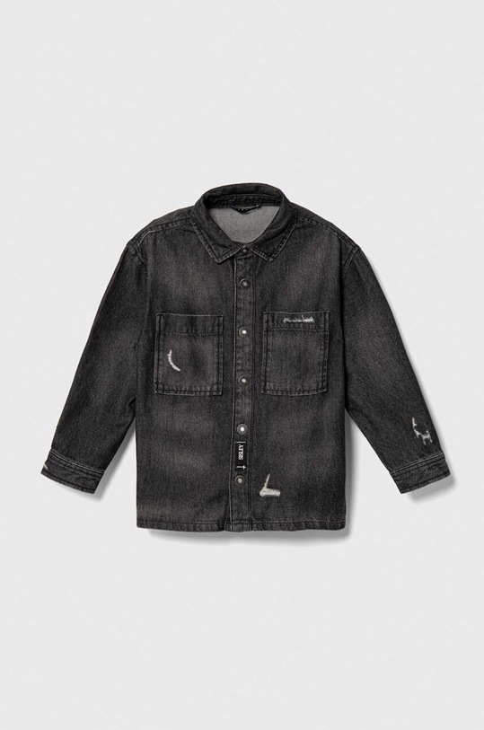 Sisley koszula jeansowa dziecięca bawełna czarny 5DW2YQ00O.G.SEASONAL