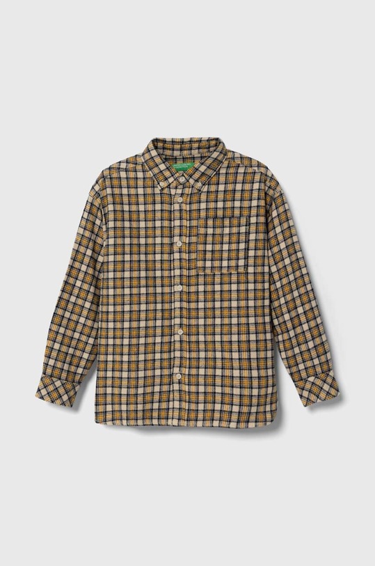 Παιδικό βαμβακερό πουκάμισο United Colors of Benetton casual κίτρινο 5X5VCQ021.G.SEASONAL
