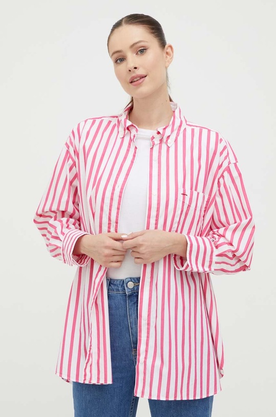 Košile Tommy Hilfiger dlouhý růžová WW0WW38952