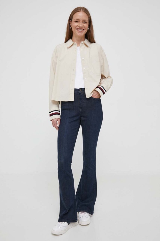 Бавовняна сорочка Tommy Hilfiger WW0WW38966 бежевий AW23