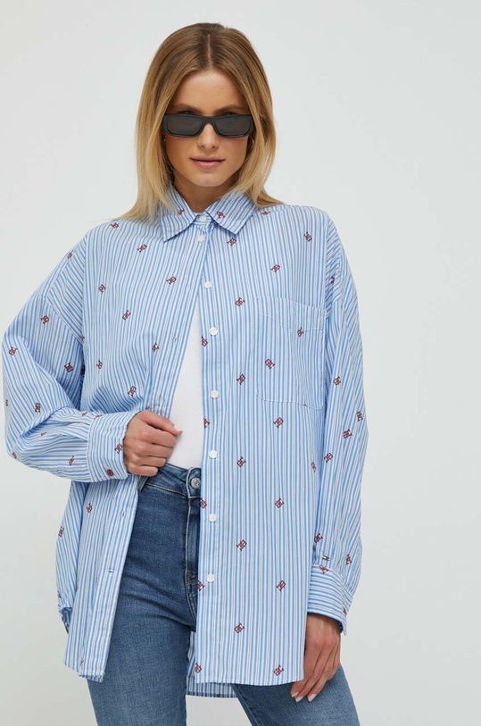 Tommy Hilfiger koszula bawełniana wzorzyste niebieski WW0WW38970