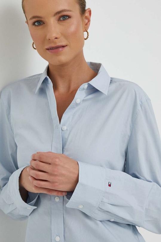 Tommy Hilfiger koszula bawełniana bawełna niebieski WW0WW39401