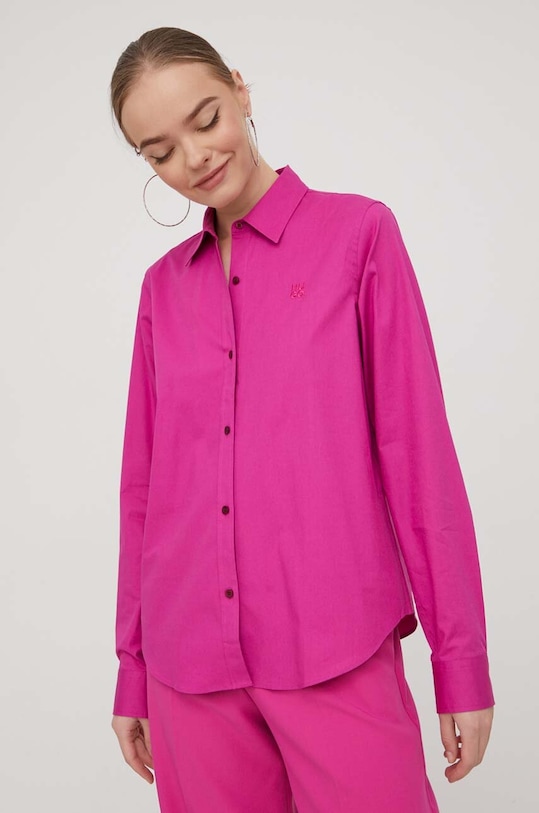 HUGO koszula The Essential Shirt z elastanem różowy 50496339