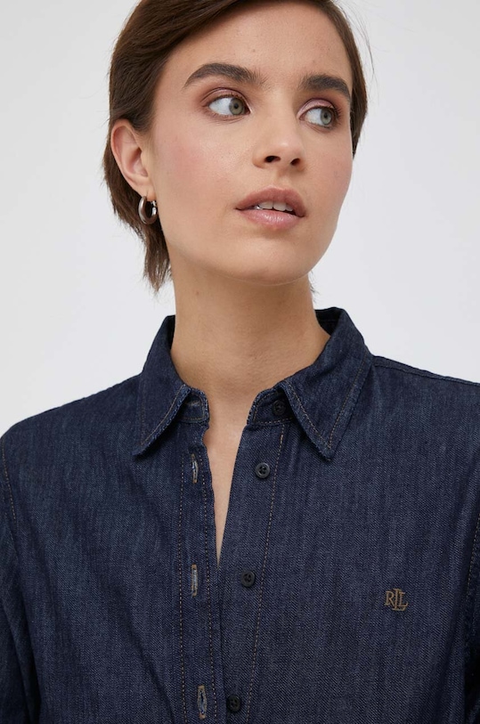 Τζιν πουκάμισο Lauren Ralph Lauren σκούρο μπλε 200910353