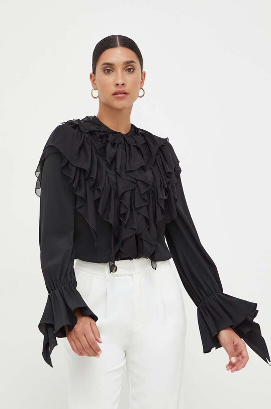 Pinko koszula z domieszką jedwabiu regular czarny 101762.A11X