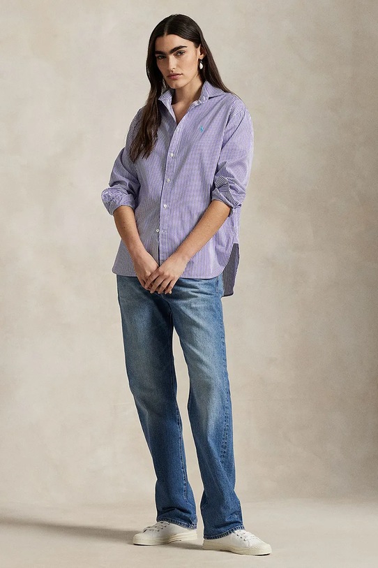Ρούχα Βαμβακερό πουκάμισο Polo Ralph Lauren 211910743 μωβ