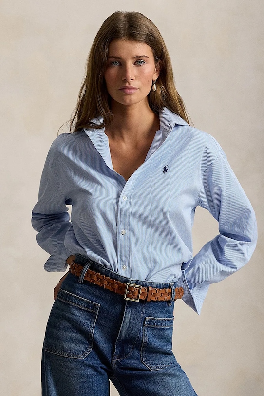 Polo Ralph Lauren koszula bawełniana wzorzyste niebieski 211910743