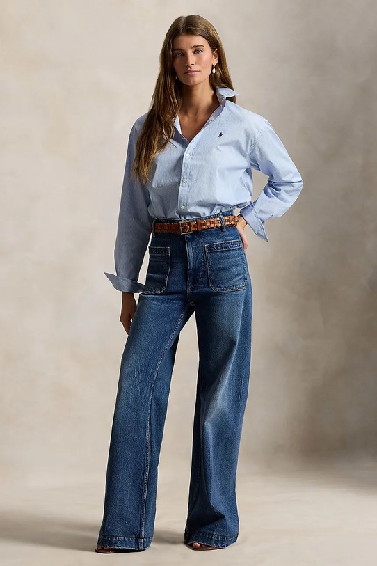 Odzież Polo Ralph Lauren koszula bawełniana 211910743 niebieski