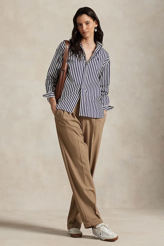 Odzież Polo Ralph Lauren koszula bawełniana 211910743 granatowy