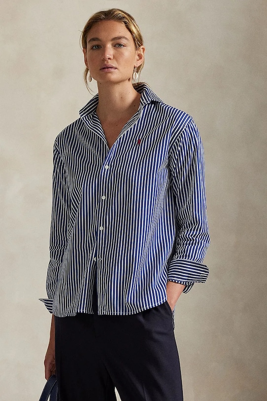 Bavlněná košile Polo Ralph Lauren pruhy námořnická modř 211910743