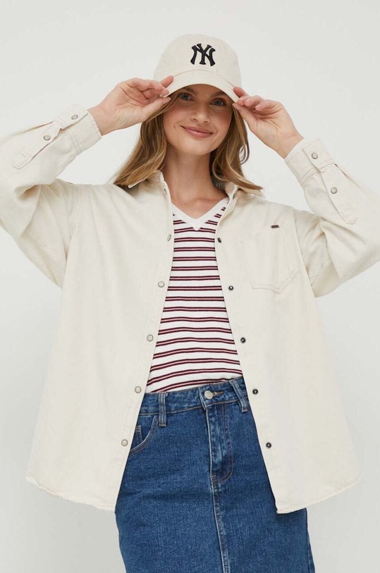 Pepe Jeans koszula jeansowa Kiara beżowy PL304598.000
