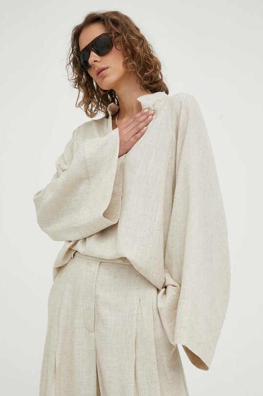 Bluza s dodatkom lana By Malene Birger Lomaria bež Q71694012