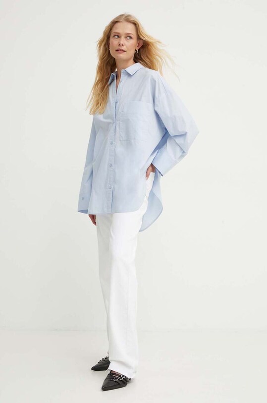 By Malene Birger camasa din bumbac Q71873024Z albastru AW24