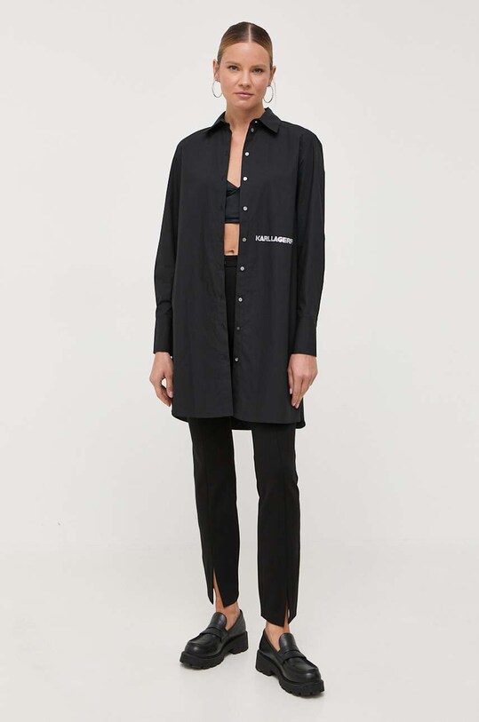 Bombažna srajca Karl Lagerfeld 235W1600 črna AW23