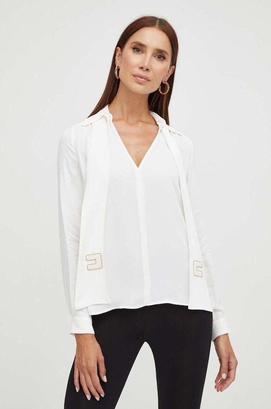 Elisabetta Franchi bluza cu guler bej CA00736E2