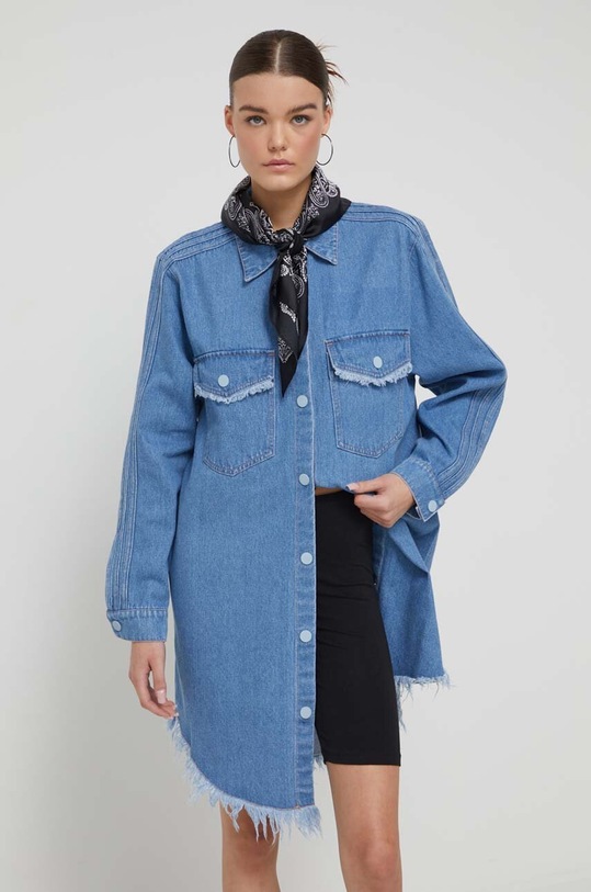 Βαμβακερό φόρεμα adidas Originals II5712 μπλε AW23