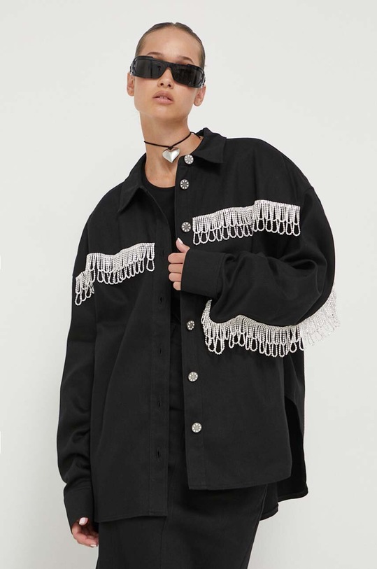 Бавовняна сорочка Rotate 101014100 чорний AW23