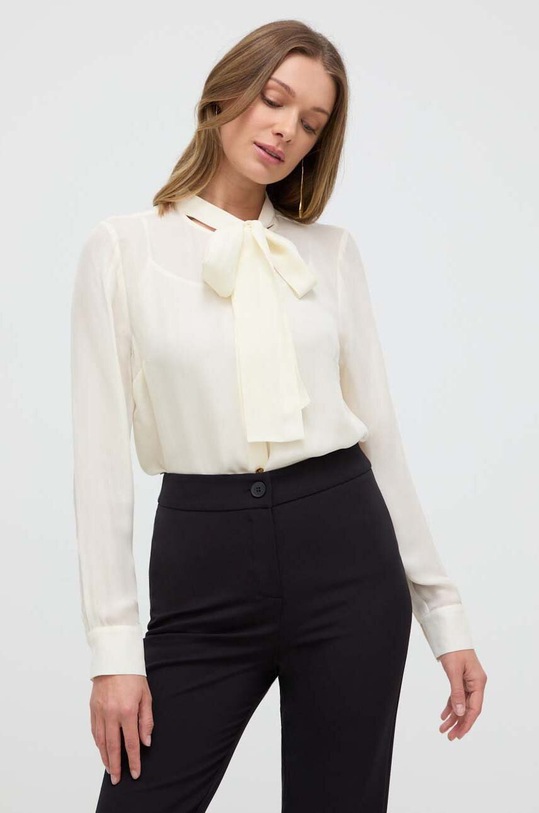 MICHAEL Michael Kors koszula z domieszką jedwabiu regular beżowy MF340I8A7K