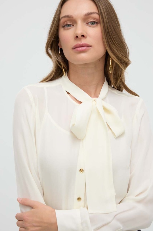 MICHAEL Michael Kors koszula z domieszką jedwabiu beżowy MF340I8A7K