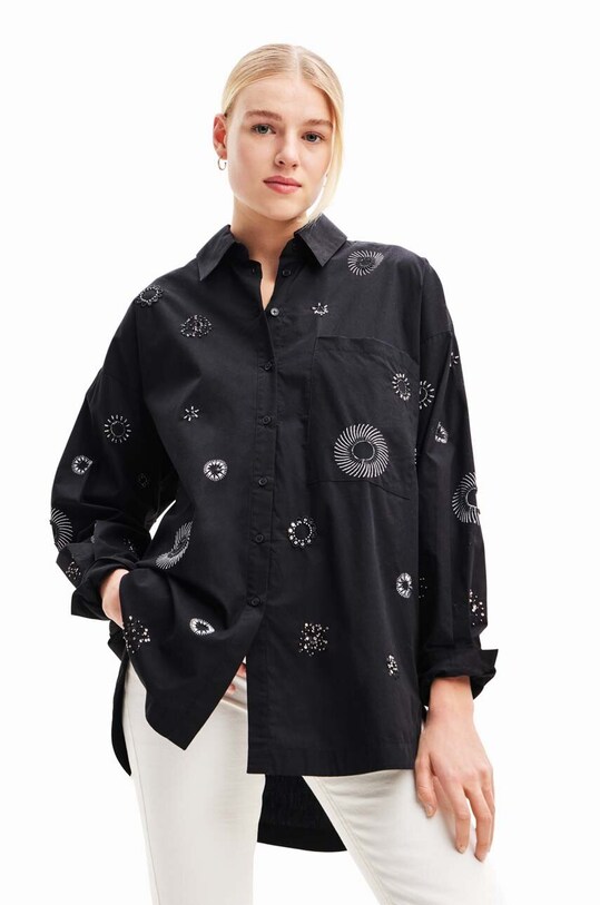 Desigual koszula bawełniana klasyczny czarny 23WWCW23