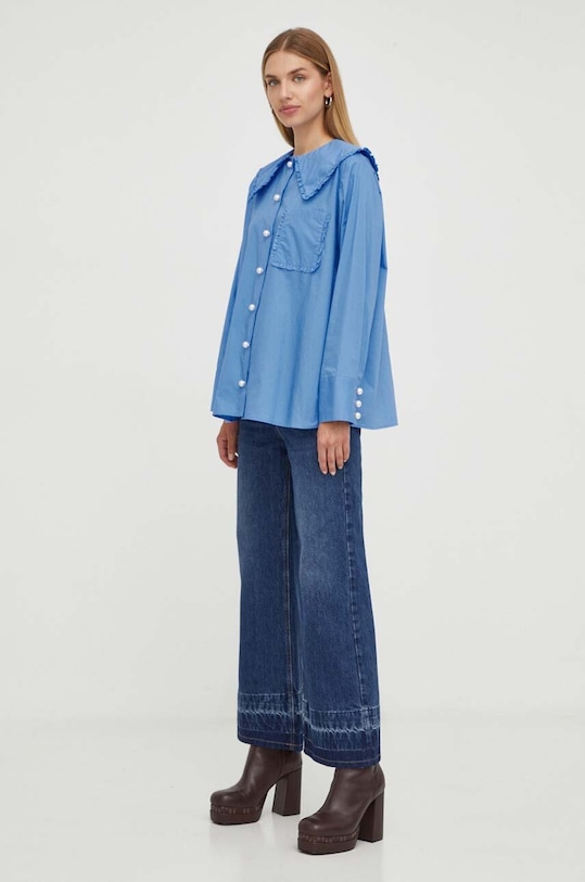 Pamučna košulja Custommade Planet friendly plava 999369212