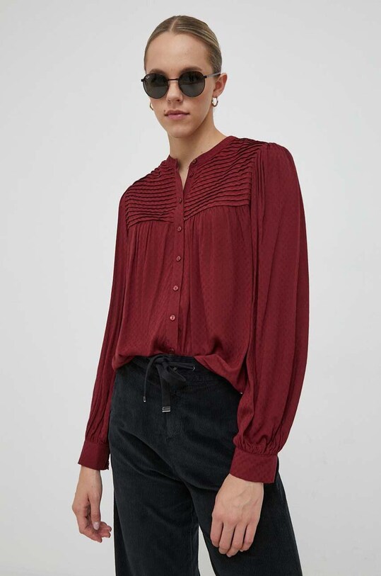 Pepe Jeans camasa Karol lung burgundia PL304692.299