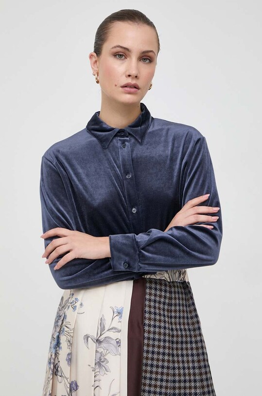 Košeľa Max Mara Leisure jednofarebný tmavomodrá 2339560236600