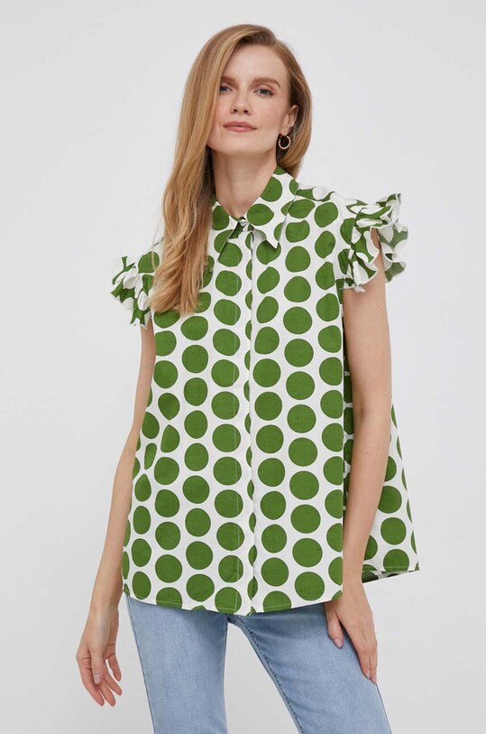 Ρούχα Βαμβακερό πουκάμισο United Colors of Benetton 5RDLDQ05T.73E πράσινο