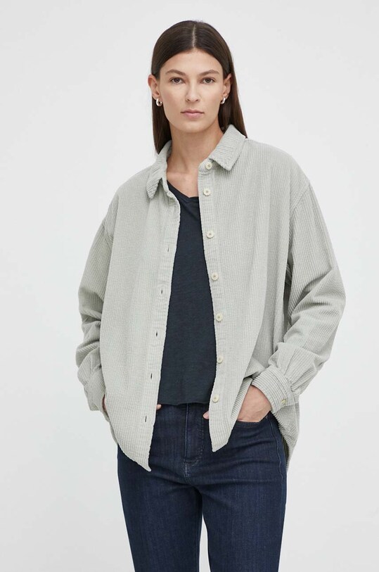 American Vintage camasa din bumbac turcoaz PADO06AH23