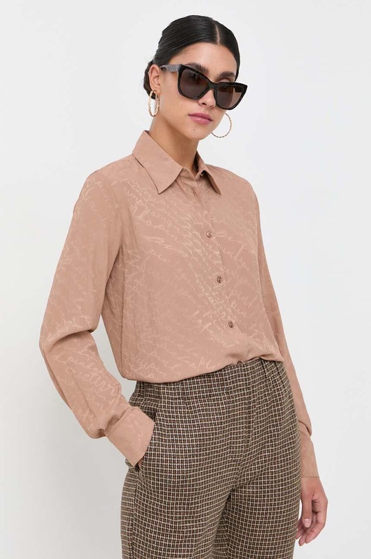 Pinko koszula z domieszką jedwabiu regular beżowy 100121.A193