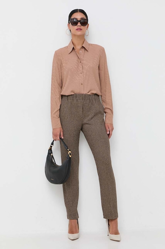 Pinko koszula z domieszką jedwabiu 100121.A193 beżowy AW23