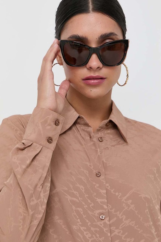 Pinko koszula z domieszką jedwabiu beżowy 100121.A193