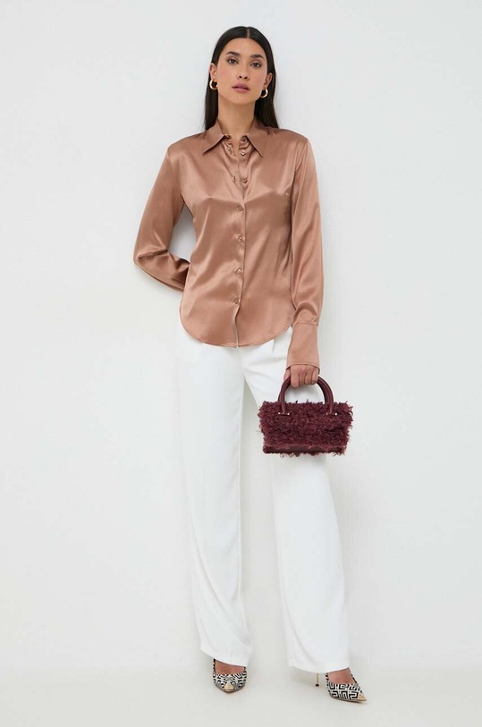 Hedvábné tričko Pinko 100612.ZR64 béžová AW23