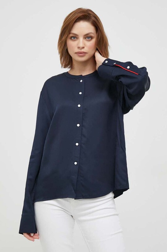 Πουκάμισο Tommy Hilfiger μακρύ σκούρο μπλε WW0WW39990