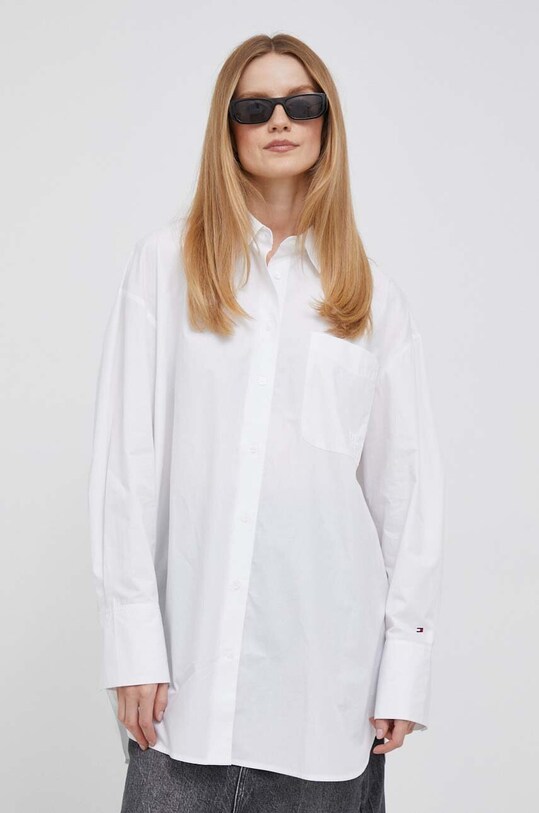 Tommy Hilfiger camasa din bumbac WW0WW39676 alb AW23