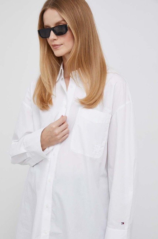 Tommy Hilfiger camasa din bumbac alb WW0WW39676
