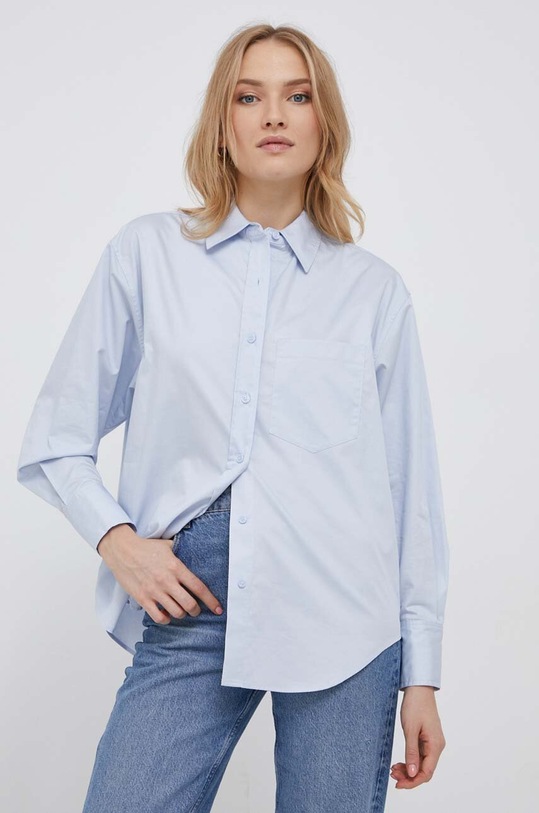 Βαμβακερό πουκάμισο Calvin Klein μακρύ μπλε K20K205413