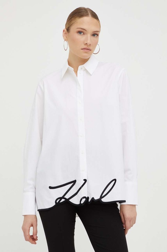 Karl Lagerfeld camasa din bumbac scurt alb 236W1606