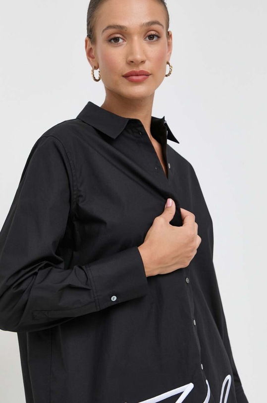 Βαμβακερό πουκάμισο Karl Lagerfeld μαύρο 236W1606