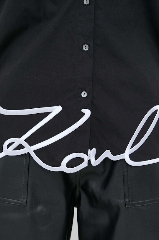 Βαμβακερό πουκάμισο Karl Lagerfeld 236W1606 μαύρο