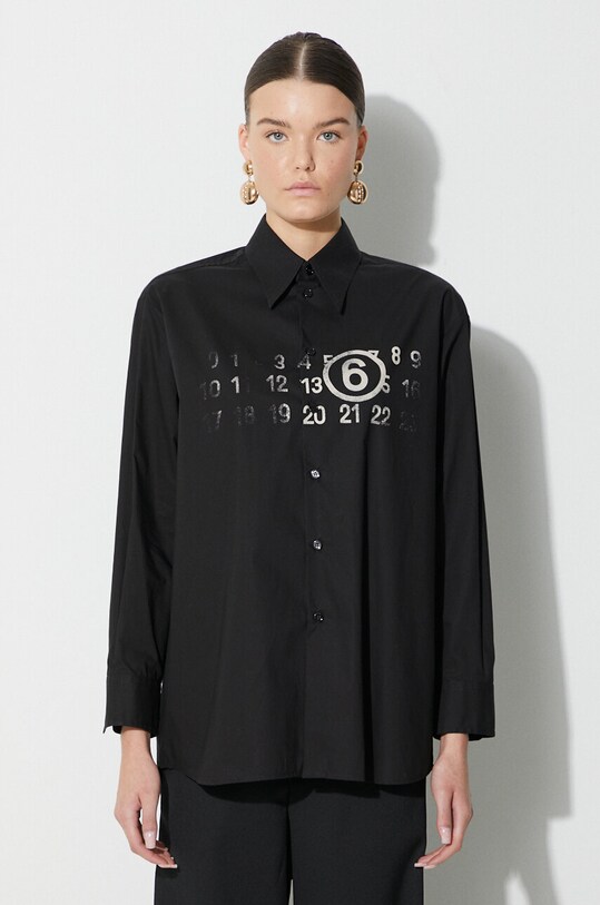 MM6 Maison Margiela cămașă din bumbac Long-Sleeved Shirt S62DT0023 negru AW23