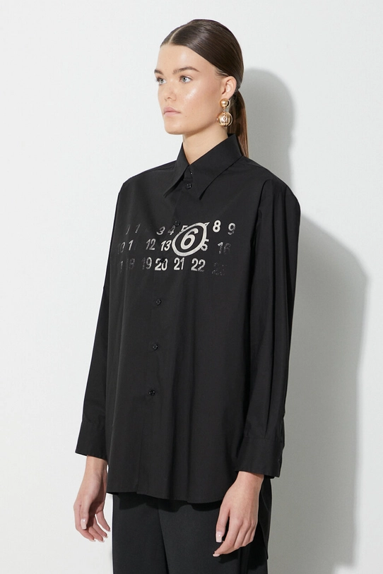 MM6 Maison Margiela cămașă din bumbac Long-Sleeved Shirt negru S62DT0023