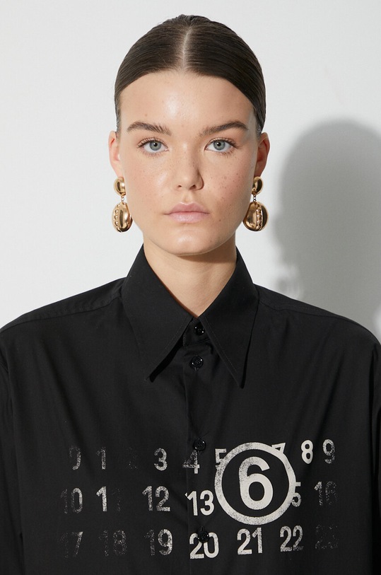 Хлопковая рубашка MM6 Maison Margiela Long-Sleeved Shirt S62DT0023 чёрный