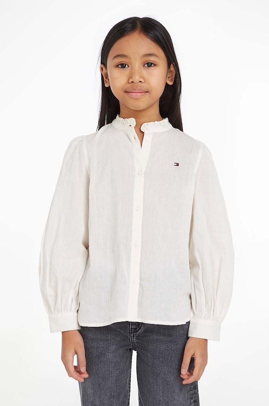 Παιδικό βαμβακερό πουκάμισο Tommy Hilfiger μακρύ μπεζ KG0KG07620.74.122.9BYX